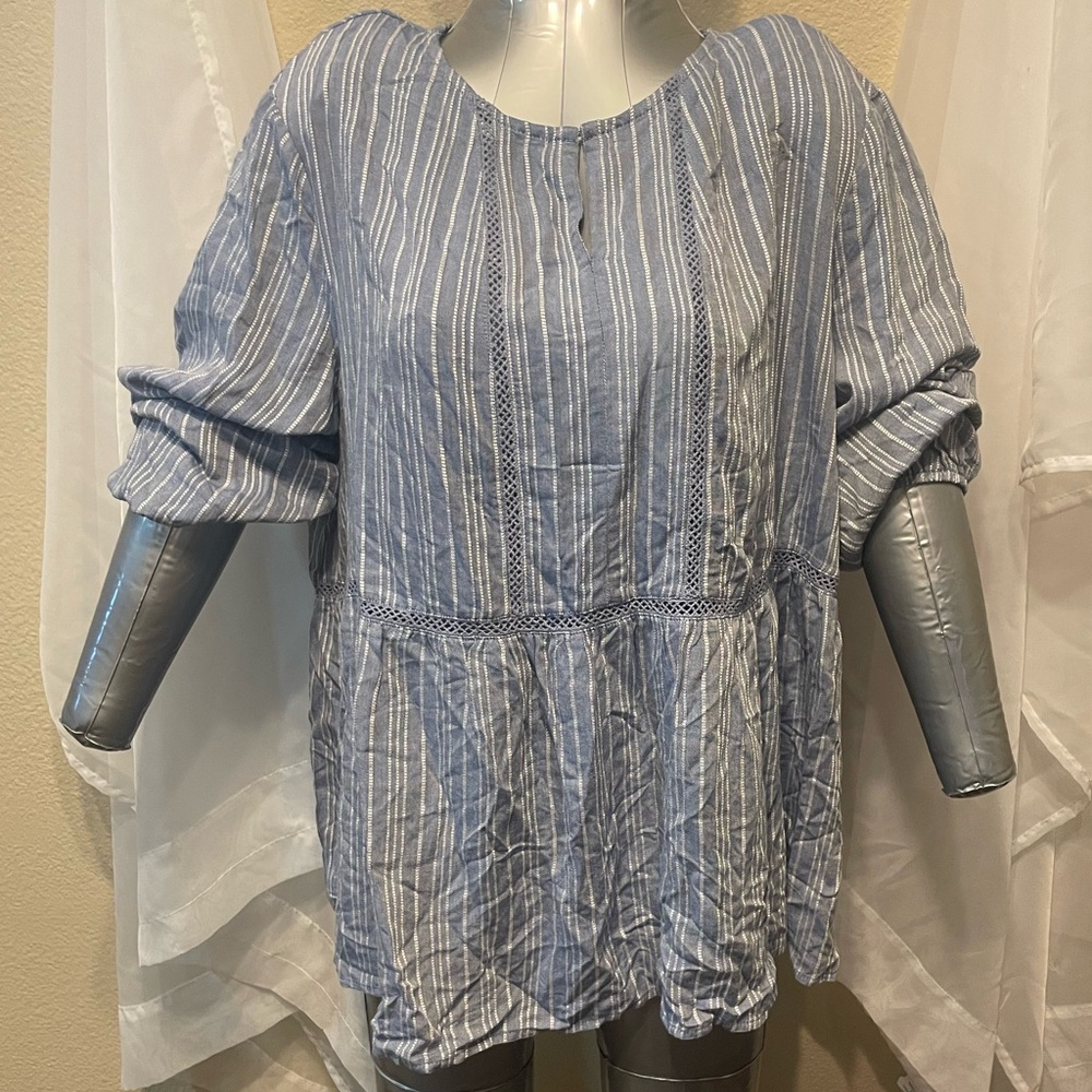 Fever Light Blue Striped Blouse